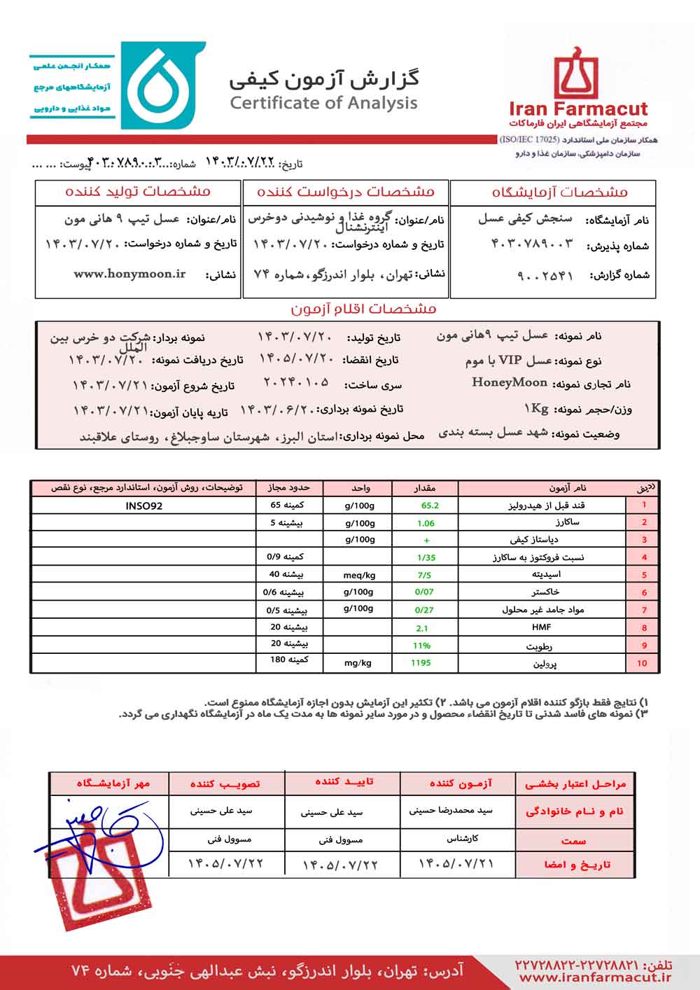 آزمایش عسل گودکرت تایپ 9